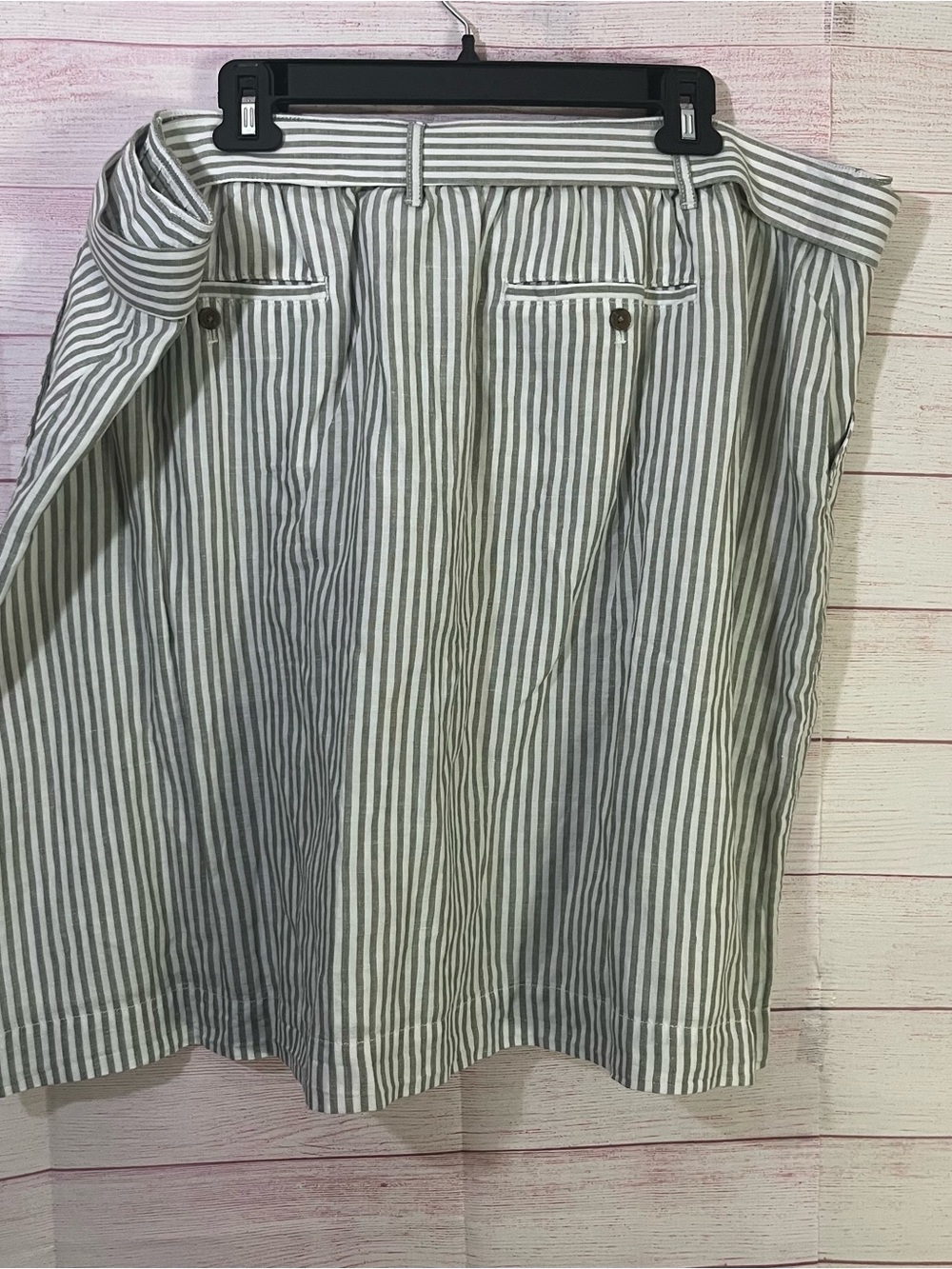 Talbots Plus Linen Cotton Blend Gray White Waist Tie Skirts Size 24W - Picture 7 of 7